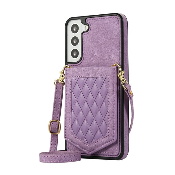 Dteck PU Leather Wallet Cover for Samsung Galaxy S22 Plus 5G Crossbody Case with Credit Card Holder 6.6", Women Girl Purse Kickstand Galaxy S22+/S22 Plus Cover,Purple