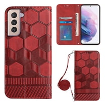 Dteck PU Leather Zipper Wallet Case for Samsung Galaxy S21  with Crossbody Shoulder Strap Card Slots Kickstand Shockproof Magnetic Protective Case for Samsung Galaxy S21  6.7 inch,Red