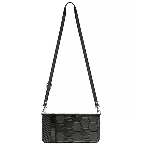 Dteck PU Leather Zipper Wallet Case for iPhone 11 with Crossbody Shoulder Strap Card Slots Kickstand Shockproof Magnetic Protective Case for iPhone 11 6.1 inch,Black