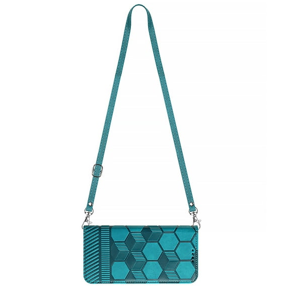 Dteck PU Leather Zipper Wallet Case for iPhone 11 with Crossbody Shoulder Strap Card Slots Kickstand Shockproof Magnetic Protective Case for iPhone 11 6.1 inch,Blue