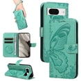 thumbnail image 1 of Dteck Pattern Case for Google Pixel 9,Magnetic Leather Butterfly Floral Embossed Flip Case Card Slots Wallet Stand Cover with Wrist Strap for Google Pixel 9,Green, 1 of 7