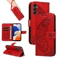 thumbnail image 1 of Dteck Pattern Case for Samsung Galaxy A54 5G,Magnetic Leather Butterfly Floral Embossed Flip Case Card Slots Wallet Stand Cover with Wrist Strap for Galaxy A54 5G,Red, 1 of 7