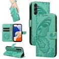 thumbnail image 1 of Dteck Pattern Case for Samsung Galaxy S24,Magnetic Leather Butterfly Floral Embossed Flip Case Card Slots Wallet Stand Cover with Wrist Strap for Galaxy S24,Green, 1 of 7