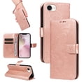 thumbnail image 1 of Dteck Pattern Case for iPhone SE4,Magnetic Leather Butterfly Floral Embossed Flip Case Card Slots Wallet Stand Cover with Wrist Strap for iPhone SE4,Rosegold, 1 of 7