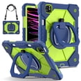 thumbnail image 1 of Dteck with Pencil Holder Case for iPad Pro 11-inch 4th 3rd 2nd 1st Gen,iPad Air 5th/4th Generation Heavy Duty Silicone Case 360 Degree Rotating Handle Stand Cover with Shoulder Strap,Navy+Green, 1 of 9