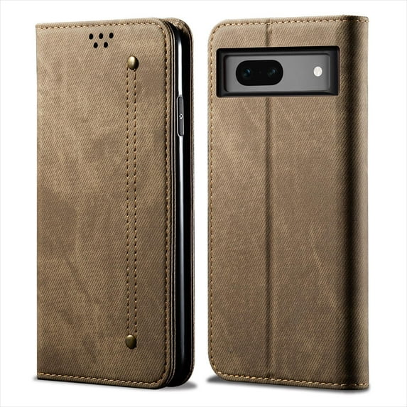 Dteck Phone Back Cover Wallet Case for Google Pixel 8 Pro Case,Vintage PU Leather Phone Case Card Holder Kickstand Built-in Magnetic Flip Folio Leather Case Shockproof Flip Case Cover, Khaki