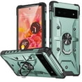 thumbnail image 1 of Dteck Phone Case for Google Pixel 7 Pro Heavy Duty Rugged Full Body Shockproof Protection Built-in Finger Ring Kickstand Military Armor Scratch Proof Bumper Hard Back Cover, Darkgreen, 1 of 8