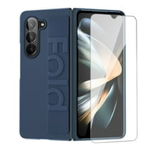Dteck Phone Case for Samsung Galaxy Z Fold 7 5G 2025 with Tempered Glass Screen Protector Wrist Strap Rugged TPU Anti-Slip Slim Thin Hoder Stand Cover for Women Men, Blue