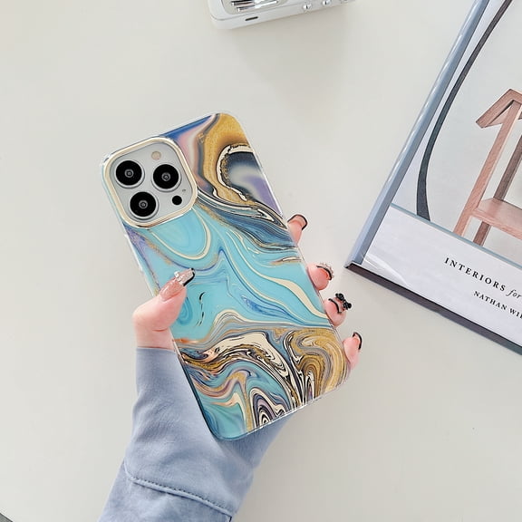 Dteck Phone Case for iPhone 13 Pro,High Texture and Strong Protection Van Gogh Flow Gold Pattern New Style Soft TPU Case for iPhone 13 Pro,Green