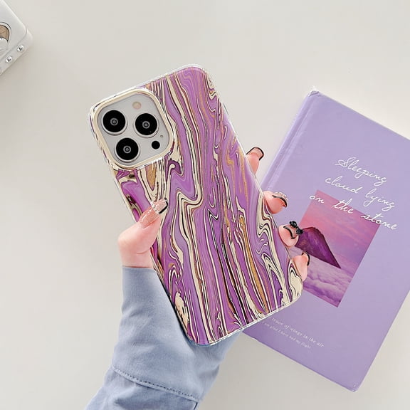 Dteck Phone Case for iPhone 13 Pro,High Texture and Strong Protection Van Gogh Flow Gold Pattern New Style Soft TPU Case for iPhone 13 Pro,Purple