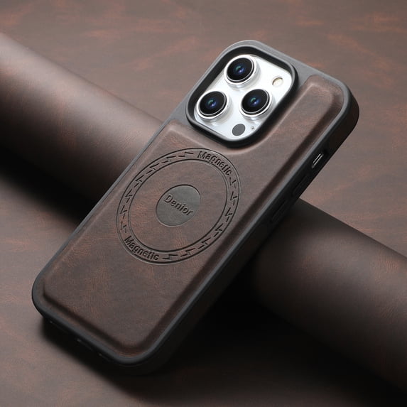 Dteck Phone Case for iPhone 15 Pro Max, Strong Magnet Compatible with Mag-Safe Accessory, Shockproof Vintage PU Leather Women Girs Non-Slip Grip Protective Cover, Brown