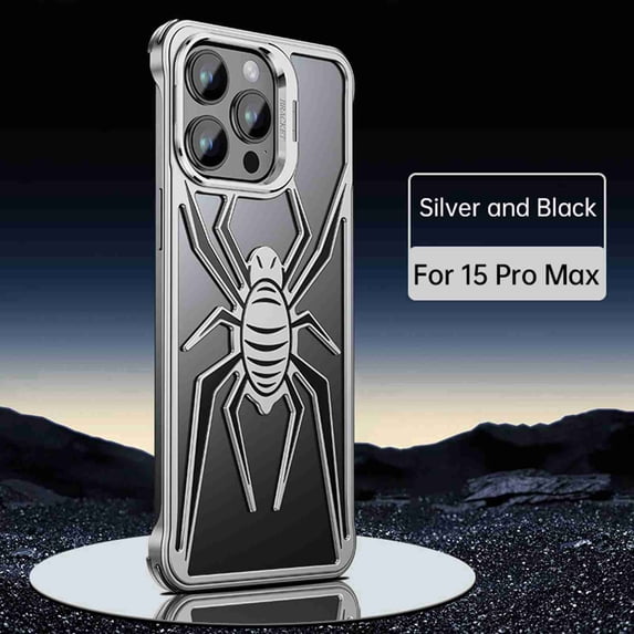 Dteck Phone Case for iPhone 15 Pro, Military Grade Drop Tested Foldable Kickstand Bumper Frame Cover Heavy Duty Hybrid Metal Bumper Shockproof Dustproof Cover,Silver+Black