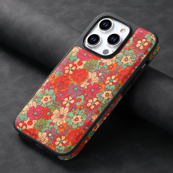Dteck Phone Case for iPhone 16, Strong Magnet Compatible with Mag-Safe Accessory, Shockproof Vintage PU Leather Women Girs Non-Slip Grip Protective Cover, Red (Floral)