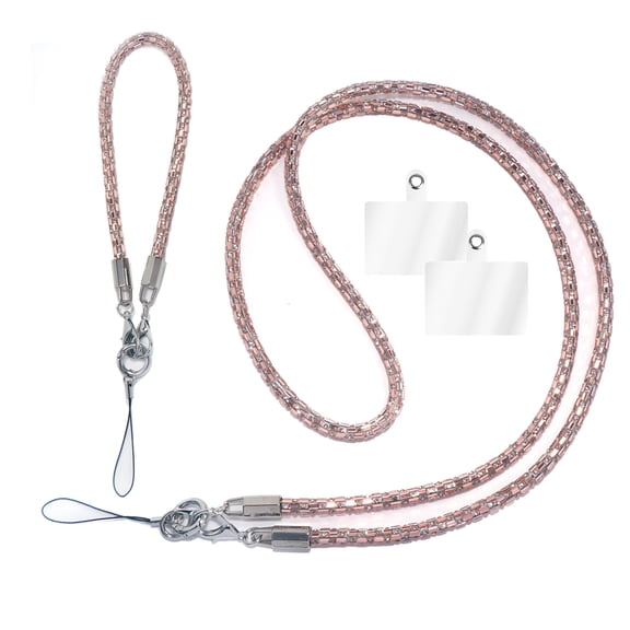 Dteck Phone Lanyards, Glitter Wrist Strap with Phone Patches String Bling Wristlet Strap Neck Shoulder Strap for Phone Cases Wallet,Pink