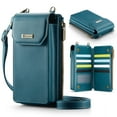 thumbnail image 1 of Dteck Phone Wallet Bag with Large Capacity Card Slots Cash Zipper Pocket, RFID Blocking Hand Strap and Crossbody Shoulder,Green, 1 of 10