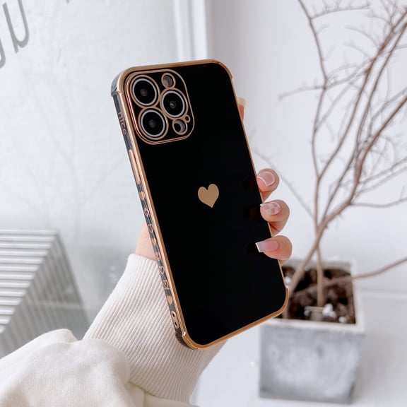 Dteck Plating Phone Case Compatible with iPhone XS Max,Soft TPU Heart Pattern Ultra Slim Shockproof Bling Case for iPhone XS Max 6.5 inch,Black