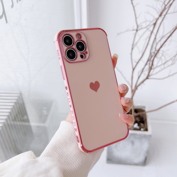 Dteck Plating Phone Case Compatible with iPhone XS Max,Soft TPU Heart Pattern Ultra Slim Shockproof Bling Case for iPhone XS Max 6.5 inch,Pink
