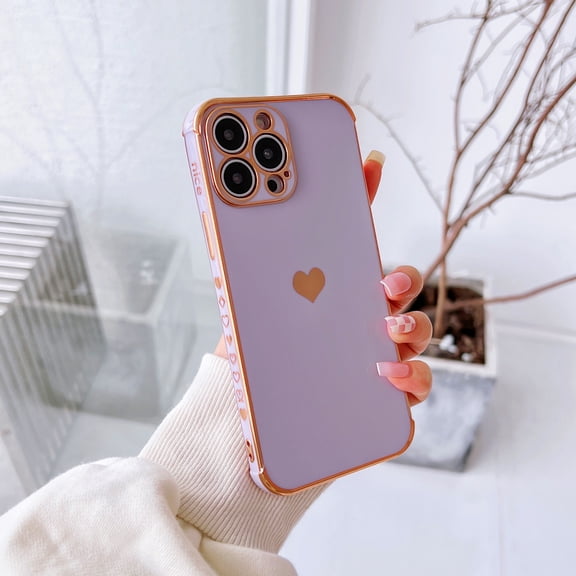 Dteck Plating Phone Case Compatible with iPhone XS Max,Soft TPU Heart Pattern Ultra Slim Shockproof Bling Case for iPhone XS Max 6.5 inch,Purple