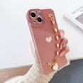 thumbnail image 1 of Dteck Plating iPhone Xs Case / iPhone X Case for Women & Girls with Love-Heart Strap Bracelet Chain Soft Flexible Glossy TPU Bumper Protective Phone Cases for iPhone XS/X, Pink, 1 of 9
