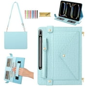 Dteck Portfolio Bag for Samsung Galaxy Tab S10 Ultra / S9 Ultra / S8 Ultra 14.6-inch Tablet Case, Crossbody Business Folio Stand Case with S Pen Holder/Card Slots/Thin Pocket/Hand Strap,Blue