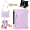 thumbnail image 1 of Dteck Portfolio Bag for Samsung Galaxy Tab S9 FE 10.9" / S9 / S8 / S7 11-inch Tablet Case, Crossbody Business Folio Stand Case with S Pen Holder/Card Slots/Thin Pocket/Hand Strap,Purple, 1 of 7