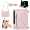 thumbnail image 1 of Dteck Portfolio Bag for Samsung Galaxy Tab S9 FE 10.9" / S9 / S8 / S7 11-inch Tablet Case, Crossbody Business Folio Stand Case with S Pen Holder/Card Slots/Thin Pocket/Hand Strap,Pink, 1 of 7
