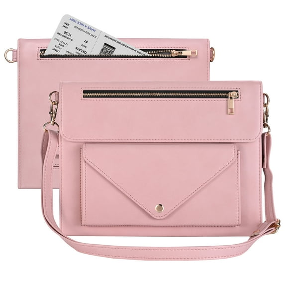 Dteck Portfolio Case for iPad Pro 11-inch 2022/2021/2020 with Pencil Holder, Mulitfunctional PU Leather Business Flip Case with Zipper Pocket Crossbody Strap Handbag Case for iPad Air 5 / Air 4,Pink