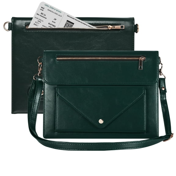 Dteck Portfolio Case for iPad Pro 11-inch 2022/2021/2020 with Pencil Holder, Mulitfunctional PU Leather Business Flip Case with Zipper Pocket Crossbody Strap Handbag Case for iPad Air 5 / Air 4,Green