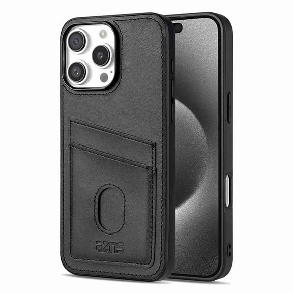 Dteck Premium PU Leather Case with Card Holder for iPhone 14 Plus, Shockproof Drop Impact Protection Slim Hard Rugged Back Wallet Case, Black
