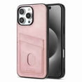 thumbnail image 1 of Dteck Premium PU Leather Case with Card Holder for iPhone 15 Plus, Shockproof Drop Impact Protection Slim Hard Rugged Back Wallet Case, Pink, 1 of 8