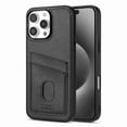 thumbnail image 1 of Dteck Premium PU Leather Case with Card Holder for iPhone 15 Pro Max, Shockproof Drop Impact Protection Slim Hard Rugged Back Wallet Case, Black, 1 of 8