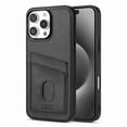 thumbnail image 1 of Dteck Premium PU Leather Case with Card Holder for iPhone 16 Pro Max, Shockproof Drop Impact Protection Slim Hard Rugged Back Wallet Case, Black, 1 of 8