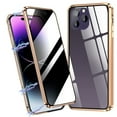 thumbnail image 1 of Dteck Privacy Magnetic Case for iPhone 14 Pro Max, Anti-peep Double Sided Confidential Case Compatible with iPhone 14 Pro Max with Privacy Screen Protector Tempered Glass Metal Bumper,Gold, 1 of 5