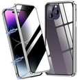 thumbnail image 1 of Dteck Privacy Magnetic Case for iPhone 14 Pro Max, Anti-peep Double Sided Confidential Case Compatible with iPhone 14 Pro Max with Privacy Screen Protector Tempered Glass Metal Bumper,Silver, 1 of 5