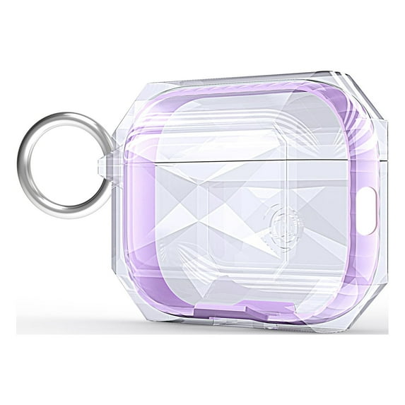 Dteck Protective Case Compatible with AirPods Pro 2nd Generation 2022, Shockproof Rubber Hard Clear Full Cover Charging Case with Keychain,Purple