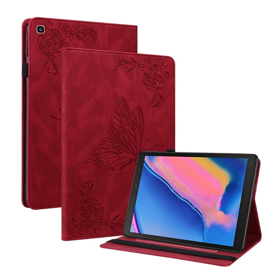 Dteck Protective Case for Galaxy Tab A 8.0 inch Case 2019 Release Model T290 T295 T297, Slim Fit PU Leather Built-in Multi-Angle Stand Wallet Folio Cover with Card Holder,Red