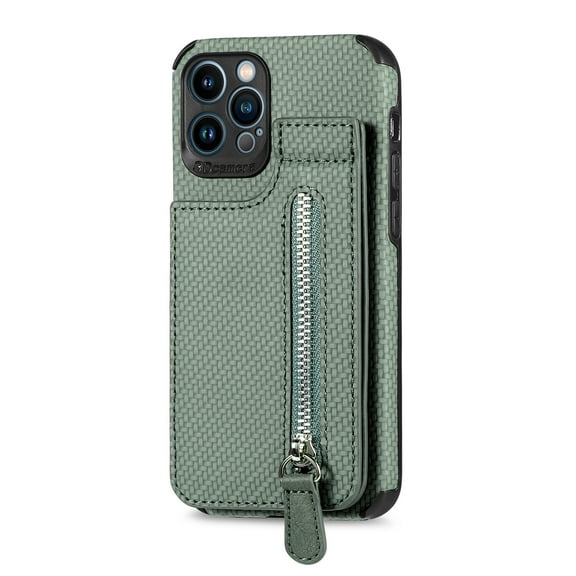Dteck Protective Magnetic Case with Card Holder Stand Flip PU Leather Zipper Coin Purse Case for iPhone 11 Pro,Green