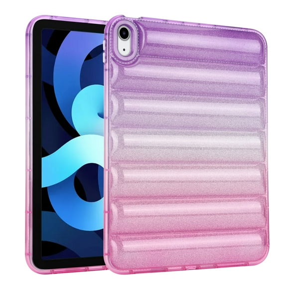 Dteck Puffy Case for Samsung Galaxy Tab S9 2023, Samsung Tab S8/S7 11 Inch Case, Gradient Glitter Anti-Scratch Down Jacket Soft 3D Shockproof Cover,Purple Red