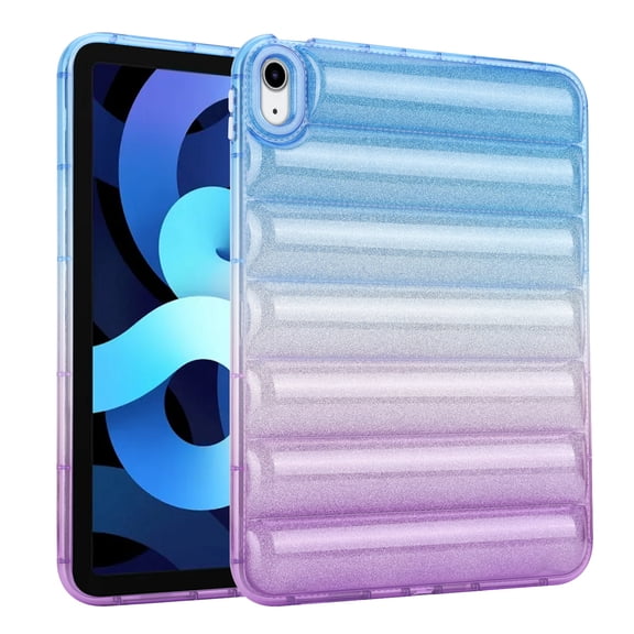 Dteck Puffy Case for iPad Air 4th Generation 10.9 Inch, Gradient Glitter Anti-Scratch Down Jacket Soft 3D Protective Shockproof Case for iPad Air 4,Blue Purple