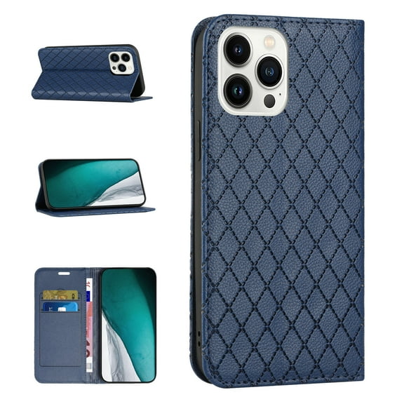 Dteck RFID Blocking Wallet Case for Apple iPhone 13 Pro 6.1 inch,Shockproof PU Leather Magnetic Stand Flip Protective Cover with ID & Credit Card Slots Holder Phone Case,Blue