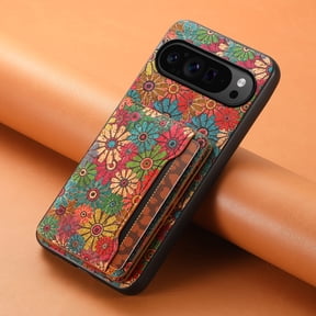 Dteck Retro Flowers Pattern Case for Google Pixel 9 Pro XL,Magnetic Leather Case Built-in 3 Card Slots Wallet Shockproof Kickstand Back Cover for Google Pixel 9 Pro XL,Spring