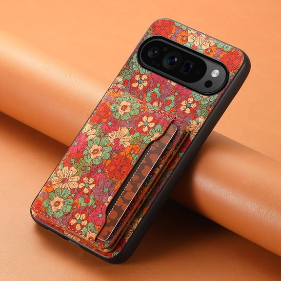Dteck Retro Flowers Pattern Case for Google Pixel 9 Pro XL,Magnetic Leather Case Built-in 3 Card Slots Wallet Shockproof Kickstand Back Cover for Google Pixel 9 Pro XL,Summer