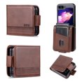 thumbnail image 1 of Dteck Retro for Samsung Galaxy Z Flip 6 Case, Shockproof PU Leather Magnetic Full Body Stand Flip Wallet Case Cover with Card Holder Phone Case, Brown, 1 of 7