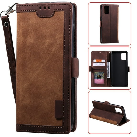 Dteck Retro Wallet Case For Samsung Galaxy A51 4G (6.5 inches),Magnetic Leather Cards Holder Case With Strap Kickstand Shockproof Rubber Hybrid Cover,Brown