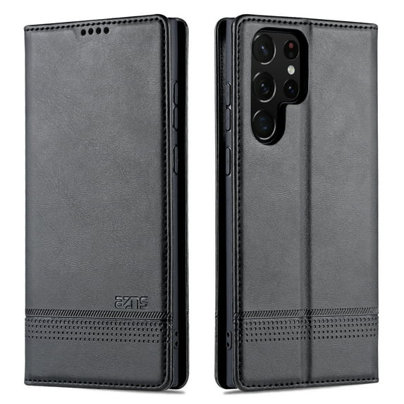 Dteck Retro for Samsung Galaxy S25 Case, Shockproof PU Leather Magnetic Full Body Stand Flip Wallet Case Cover with Card Holder Phone Case, Black