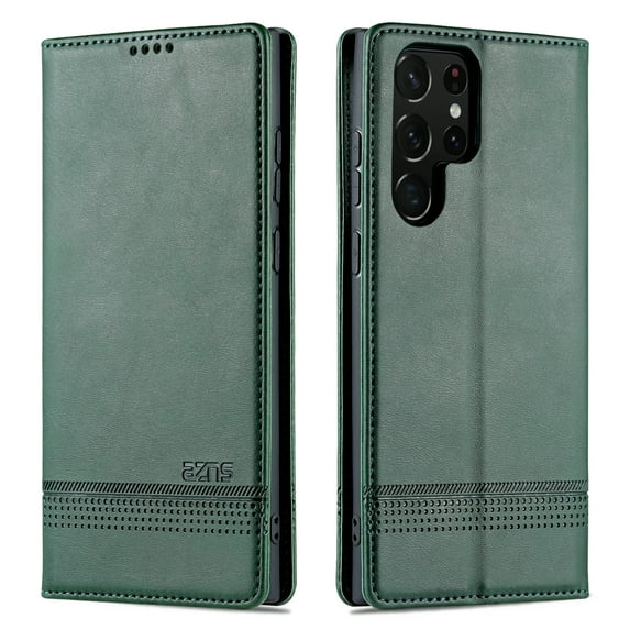 Dteck Retro for Samsung Galaxy S25 Case, Shockproof PU Leather Magnetic Full Body Stand Flip Wallet Case Cover with Card Holder Phone Case, Darkgreen