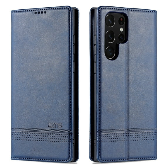 Dteck Retro for Samsung Galaxy S25 Plus Case, Shockproof PU Leather Magnetic Full Body Stand Flip Wallet Case Cover with Card Holder Phone Case, Blue