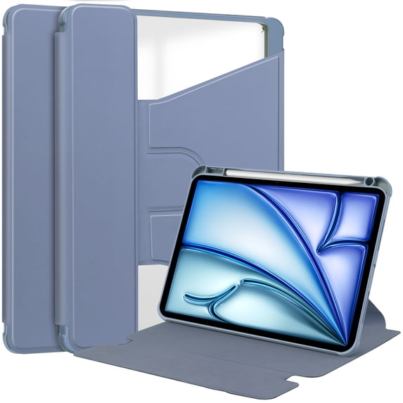 Dteck Rotating Case for iPad Air 13 Inch M2 (2024), iPad Air 13 Case with Pencil Holder, Vertical / Landscape Stand, Compatible with Keyboard,Purple
