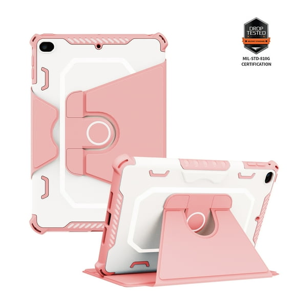 Dteck Rotating Case for iPad mini 5 / iPad mini 4, Durable Sturdy Heavy Duty Shockproof Protection Folio Rotation Stand Case with Smart Cover Auto Sleep/Wake for iPad Mini 5th / 4th Generation,Pink