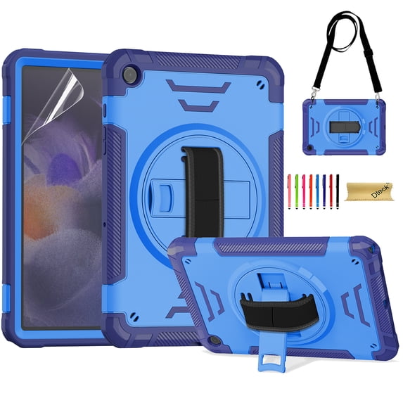 Dteck Rotating Hand Strap Shockproof Case for Samsung Galaxy Tab A9 Plus 11 Inch Tablet Case with Screen Protector Soft TPU Film, Blue